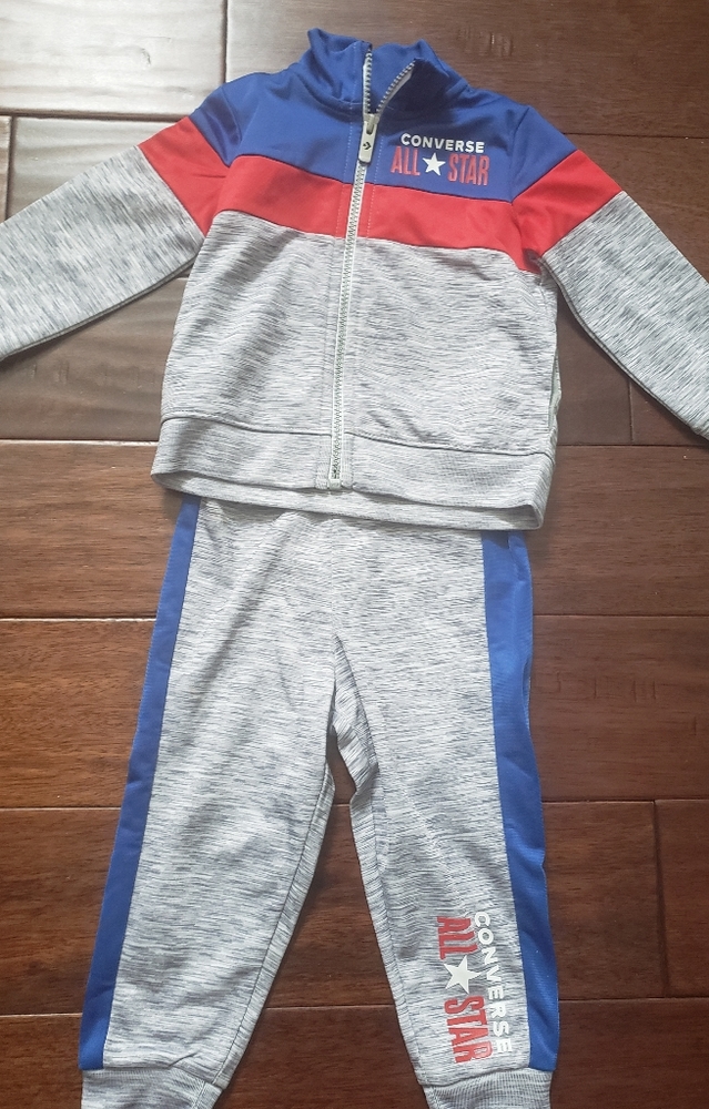 Baby Boys Gray Red & Blue Converse Set  18M